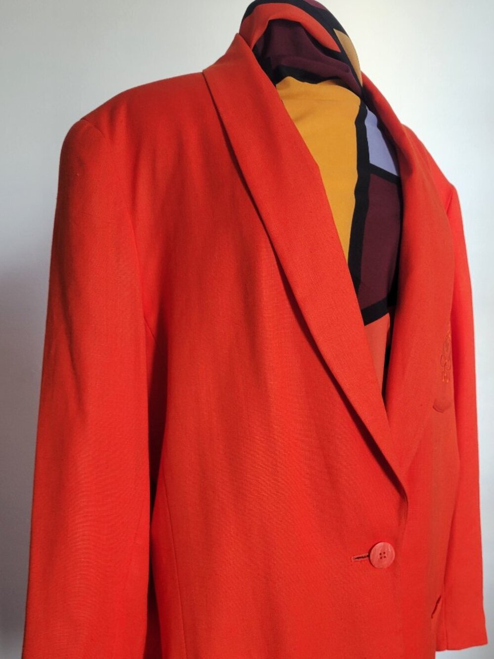 Jacqueline Ferrar Women’s Orange Cotton Logo Blazer (Size: Large)